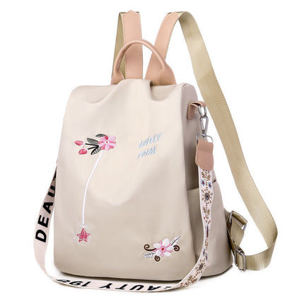 Chic Floral Embroidery Women\'s Travel Backpack Waterproof Multifunctional Wide Capacity Bag Ideal for Outdoor Adventures