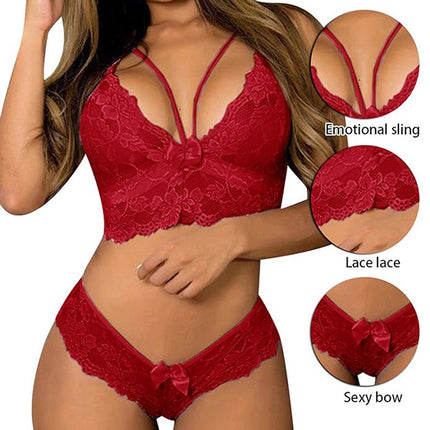 Sexy Seduction Wine Red Push Up Bra &amp; French Cut Panty Set Soft Elastic &amp; See Through Lingerie for Women