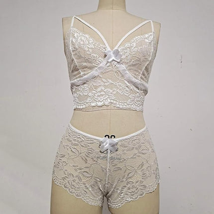 Ultra-Sexy White See Through Lingerie Set Push Up Bra &amp; French Cut Panties | Soft &amp; Elastic | Perfect for Women