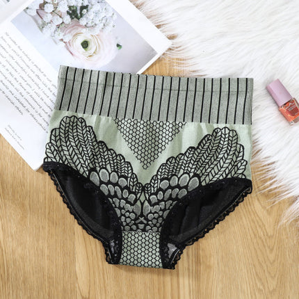 Stylish Lace Hipster Underwear for Women Soft Breathable and Seamless with High Elastic Waist and Green Color