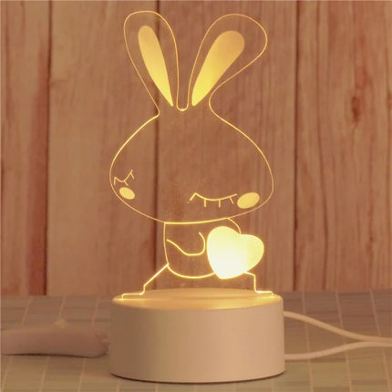 Heart Lamp with Rabbit Design - USB Powered Night Light for Bedroom - Ideal Valentine's Gift