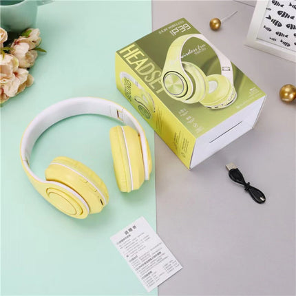 Ultimate Wireless Bluetooth Headphones with Long Battery Life and Foldable Design Perfect for All Phone Models Stunning Yellow Color!