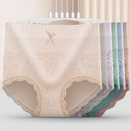 5 Pieces Underwear Set Seamless Cotton Blends Panties Women Elastic Closure Floral High Waist Slim Fit Casual Lingerie Multi Color Lingerie For Girls