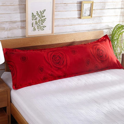 Floral Red Rose Printed Pillow Cover Perfect for Living Room Bedroom Home Decoration Size 120 x 48cm