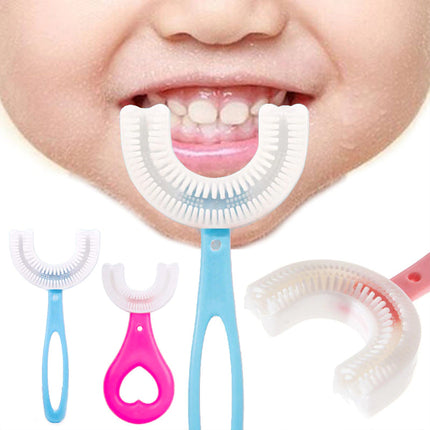 Soft Silicone U-Shape Baby Toothbrush Gentle Oral Care Cleaner for Toddlers | 2-Piece Set for Boys and Girls