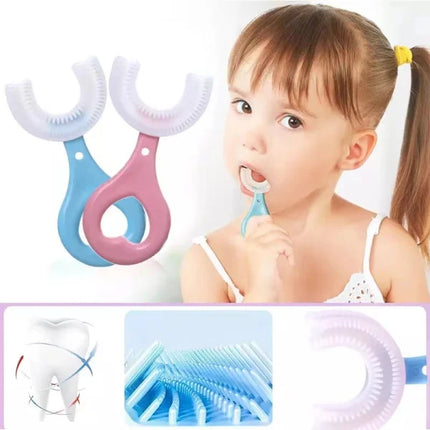 Soft Silicone U-Shape Baby Toothbrush Gentle Oral Care Cleaner for Toddlers | 2-Piece Set for Boys and Girls