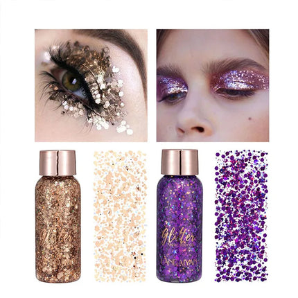 Sparkle &amp; Shine 2 Piece Glitter Liquid Eye Shadow Set for Long Lasting Glamorous Eye Makeup.