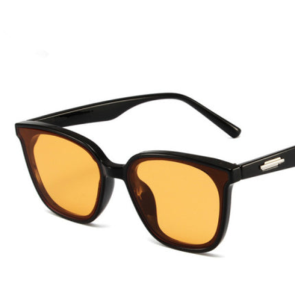 Leopard Retro Sunglasses Black Frame UV Protection Square Shape Orange Lenses Unisex Fashion Eyewear 2 Pcs Set