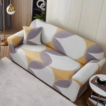 Fitted Geometric Polyester Sofa Cover Full Protection for 3-Seater Sofa includes 1 Cushion Set Ideal for Home Decor &amp; Office