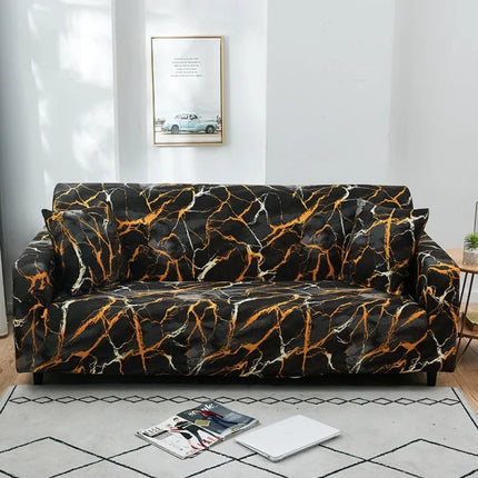 Marble Print Sofa Cover Set High Stretch Non-slip Easy Wear Perfect for Bedroom Office Living Room Home Decoration Polyester Geometric Design