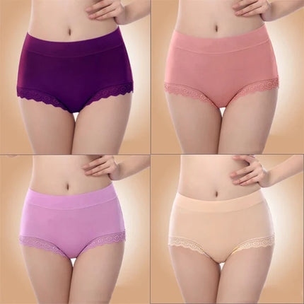 Chic High Waist Cotton Panties Set of 4 Soft Seamless Stylish Women's Underwear for Everyday Use