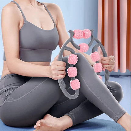 360° Handheld Leg Massager for Deep Calf Muscle Massage Body Shaping Roller for Relaxation and Strong Shoulder Arm and Leg Muscles High-Quality Plastic All-Seasons Use Large and Multifunctional with 9 Wheels