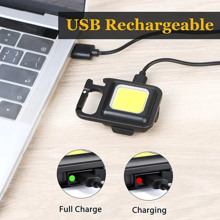 Rechargeable Mini Flashlight Manual Mode Self Assemble Perfect Outdoor adventures Led Cob Keychain Lights Portable Torch Camping Fishing Small Bright 4 Mode Flashing