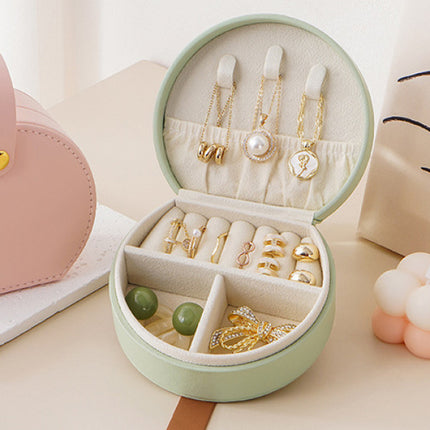 Leather Jewelry Storage Box - Sleek Design Portable Organizer for Earrings Cosmetics