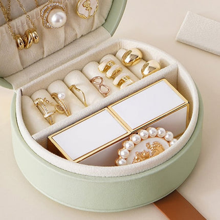 Leather Jewelry Storage Box - Sleek Design Portable Organizer for Earrings Cosmetics