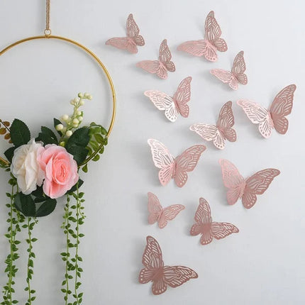 12pc 3D Butterfly Sticker Set - Home Decor