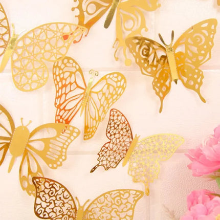 12 Pcs Eye-Catching 3D Butterfly Sticker Set for Home Decor