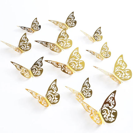 12 Pcs Eye-Catching 3D Butterfly Sticker Set for Home Decor