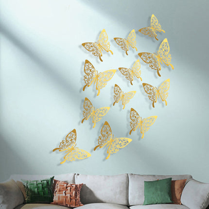 12-Pc Decorative Butterfly Stickers Set for Home Décor (Multi-Size)