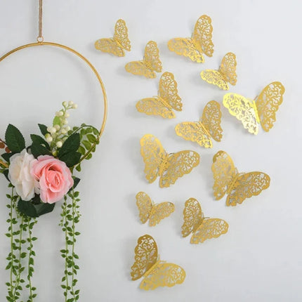 12 Pcs Butterfly 3D Wall Stickers for Home Decor, Multi-Size