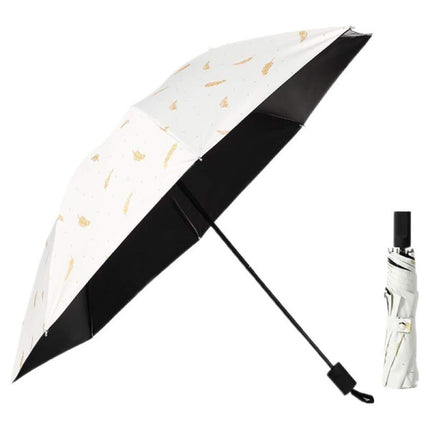 UV Sun Protection Rain Umbrella Feather Outdoor Durable Polyester Foldable Three-fold Umbrella