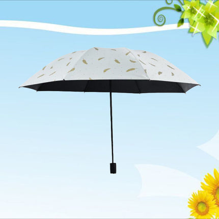 UV Sun Protection Rain Umbrella Feather Outdoor Durable Polyester Foldable Three-fold Umbrella