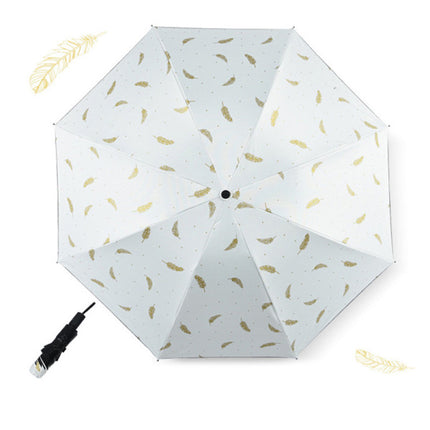 UV Sun Protection Rain Umbrella Feather Outdoor Durable Polyester Foldable Three-fold Umbrella