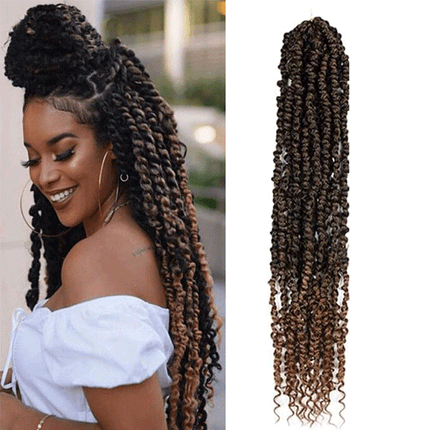 18 Inch Shaded Twisted Braid Curly Hair Extension African Women Fashion  Curly Fake Hairs Wigs Extensions