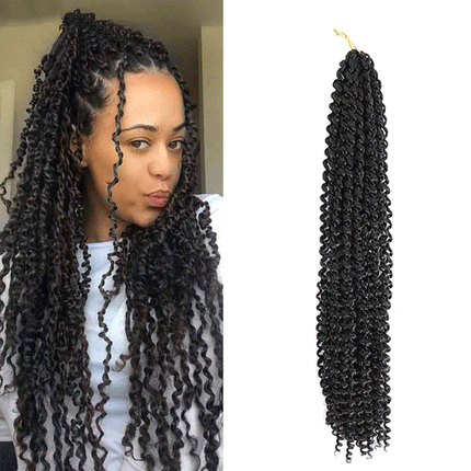 18 Inch Braided Hand Twisted Hair Extension Curly Wavy Goddess Crochet Braids Hair Wigs Extensions