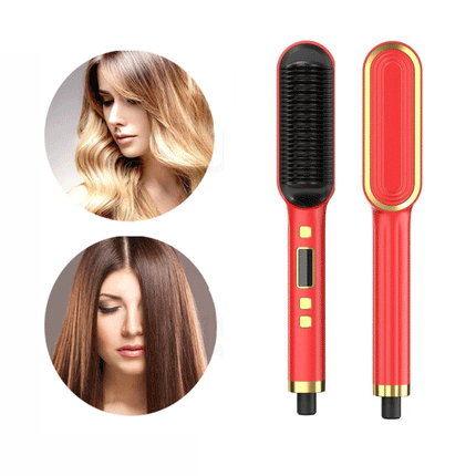 Ceramic Heated Comb Hair And Beard Straightener - Red