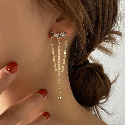 Five Pointed Star Sweet Tassel Earrings - Golden