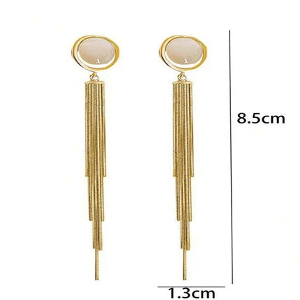 Shiny Gold Plated Party Wear Tassel Earrings -  Golden