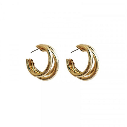 Multi Layer Ring Simple Personality Earrings - Golden