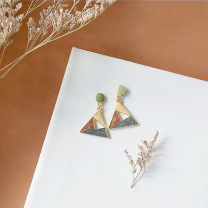 Contrast Starry Triangle Earrings - Multi Color