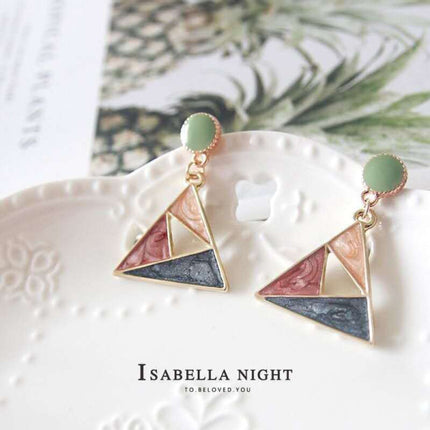 Contrast Starry Triangle Earrings - Multi Color