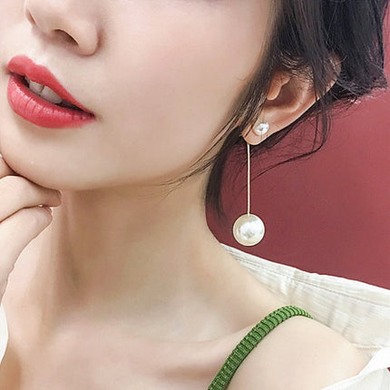 Ladies Elegant Pearl Long Earrings - Golden