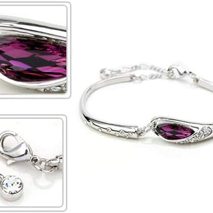 Ladies Crystal Shiny Chain Simple Bracelet - Purple