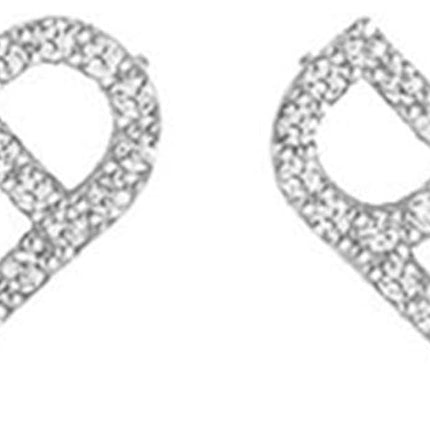 Heart Shape Crystal Party Wear Ear Tops - Silver