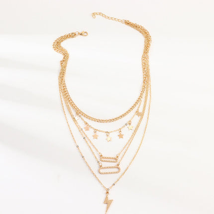 Girls Fahion Star Multi Layer Necklace - Golden