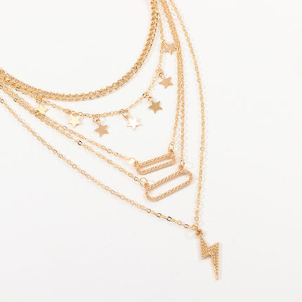 Girls Fahion Star Multi Layer Necklace - Golden