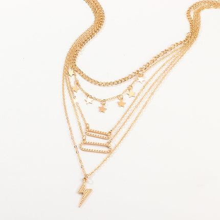 Girls Fahion Star Multi Layer Necklace - Golden