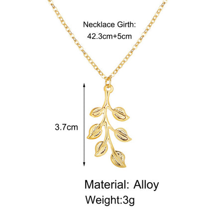 Women Fashion Leaf Shape Simple Necklace - Golden