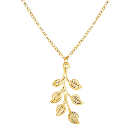 Women Fashion Leaf Shape Simple Necklace - Golden