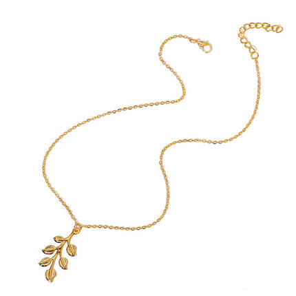 Women Fashion Leaf Shape Simple Necklace - Golden