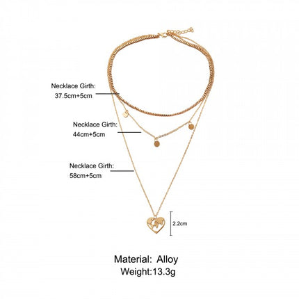 Girl Heart Map Alloy Multi Layer Fashion Necklace - Golden