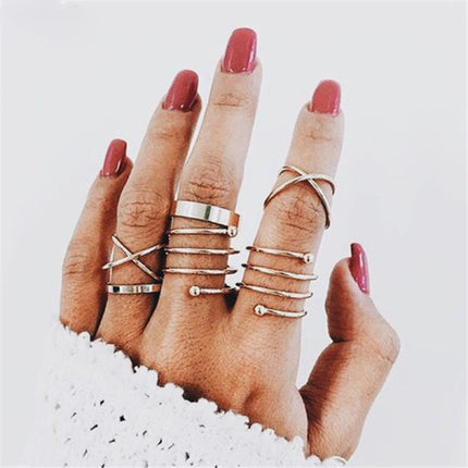 Girls Simple Alloy Ring Set 6 Pieces - Golden