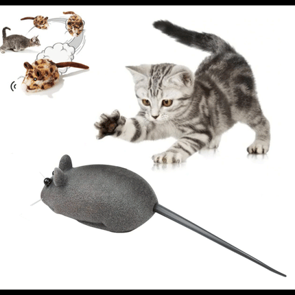 Cat Flocking Squeaking Mouse Shape Toy - Gray