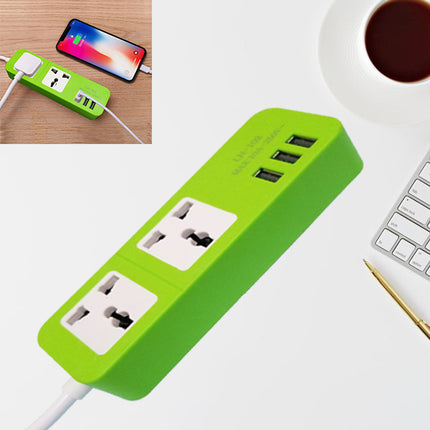 Good Quality Extension Power Socket With 3 USB Ports - Green