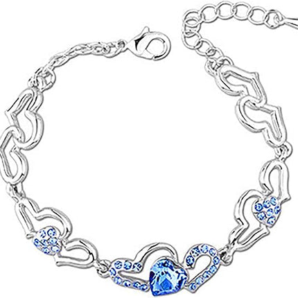 Girls Heart Crystal Elegant Bracelet - Blue