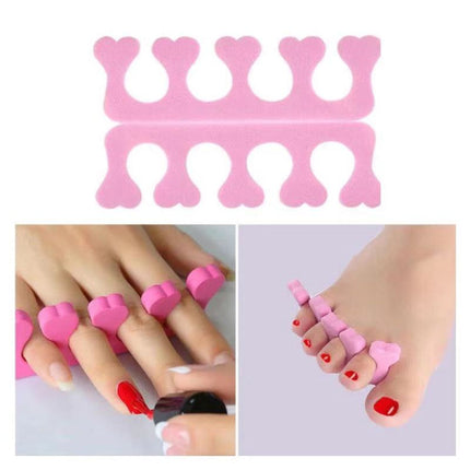 2 Pieces Heart High Elastic Nail Toe Separator - Pink